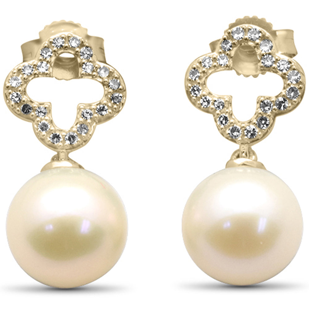 SPECIAL! .16ct G SI 14K Yellow Gold Diamond Pearl Drop Dangle Earrings