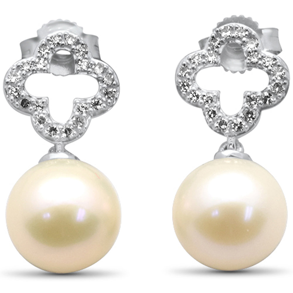 SPECIAL! .16ct G SI 14K White Gold Diamond Pearl Drop Dangle Earrings