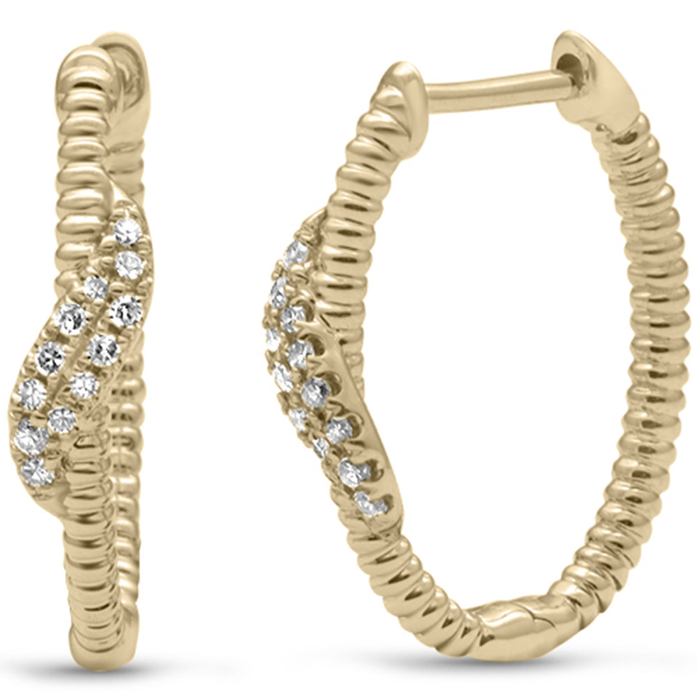 DIAMOND CLOSEOUT! .13ct G SI 14K Yellow Gold Diamond Bead Style Hoop Earrings