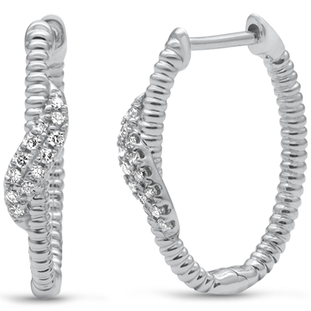 SPECIAL! .13ct G SI 14K White Gold Diamond Bead Style Hoop Earrings