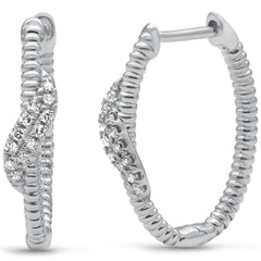 SPECIAL! .13ct G SI 14K White Gold Diamond Bead Style Hoop Earrings