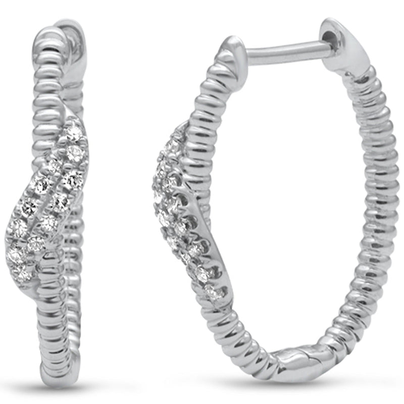 SPECIAL! .13ct G SI 14K White Gold Diamond Bead Style Hoop Earrings