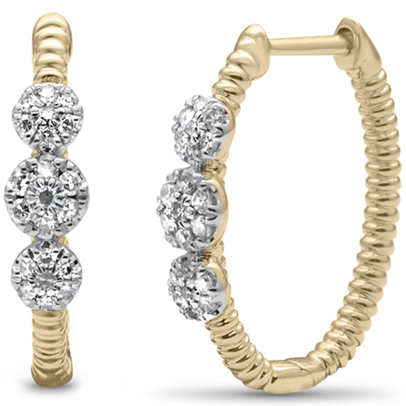 DIAMOND CLOSEOUT! .25ct G SI 14K Yellow Gold Diamond Bead Style Hoop Earrings