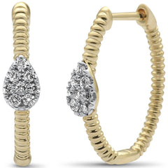 DIAMOND CLOSEOUT! .19ct G SI 14K Yellow Gold Diamond Twisted Hoop Earrings