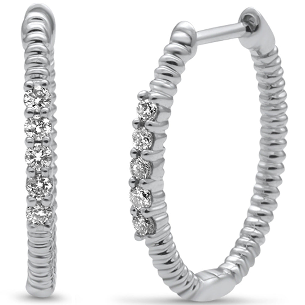 SPECIAL! .20ct G SI 14K White Gold Diamond Twisted Hoop Earrings