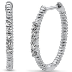 SPECIAL! .20ct G SI 14K White Gold Diamond Twisted Hoop Earrings