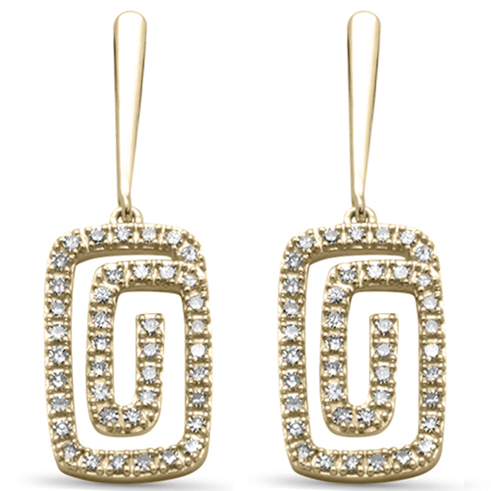 DIAMOND CLOSEOUT! .33ct G SI 14K Yellow Gold Diamond Rectangle Swirl Drop Earrings