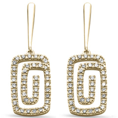 DIAMOND CLOSEOUT! .33ct G SI 14K Yellow Gold Diamond Rectangle Swirl Drop Earrings