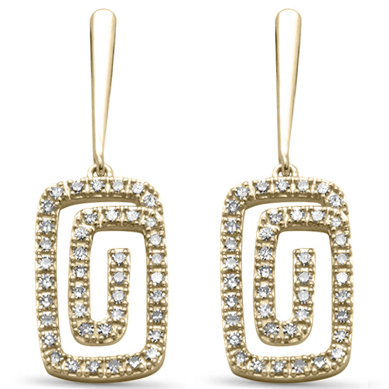DIAMOND CLOSEOUT! .33ct G SI 14K Yellow Gold Diamond Rectangle Swirl Drop Earrings
