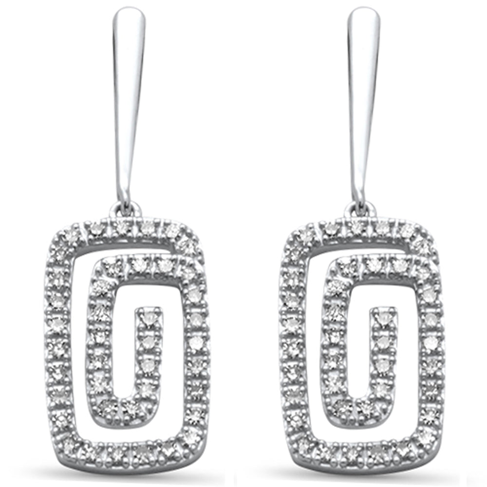 DIAMOND CLOSEOUT! .32ct G SI 14K White Gold Diamond Rectangle Swirl Drop Earrings