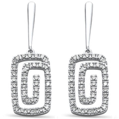 DIAMOND CLOSEOUT! .32ct G SI 14K White Gold Diamond Rectangle Swirl Drop Earrings