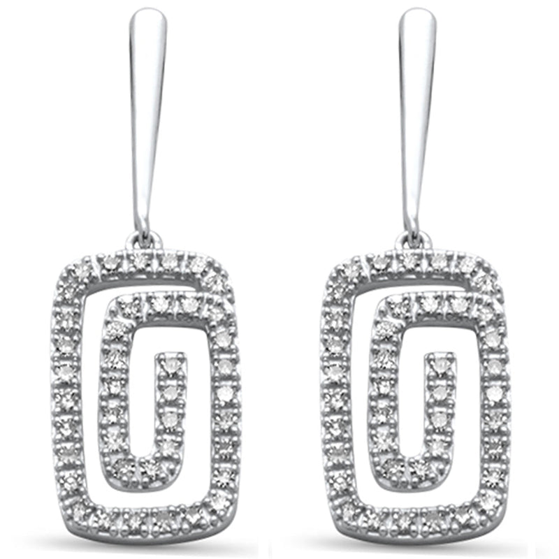 DIAMOND CLOSEOUT! .32ct G SI 14K White Gold Diamond Rectangle Swirl Drop Earrings