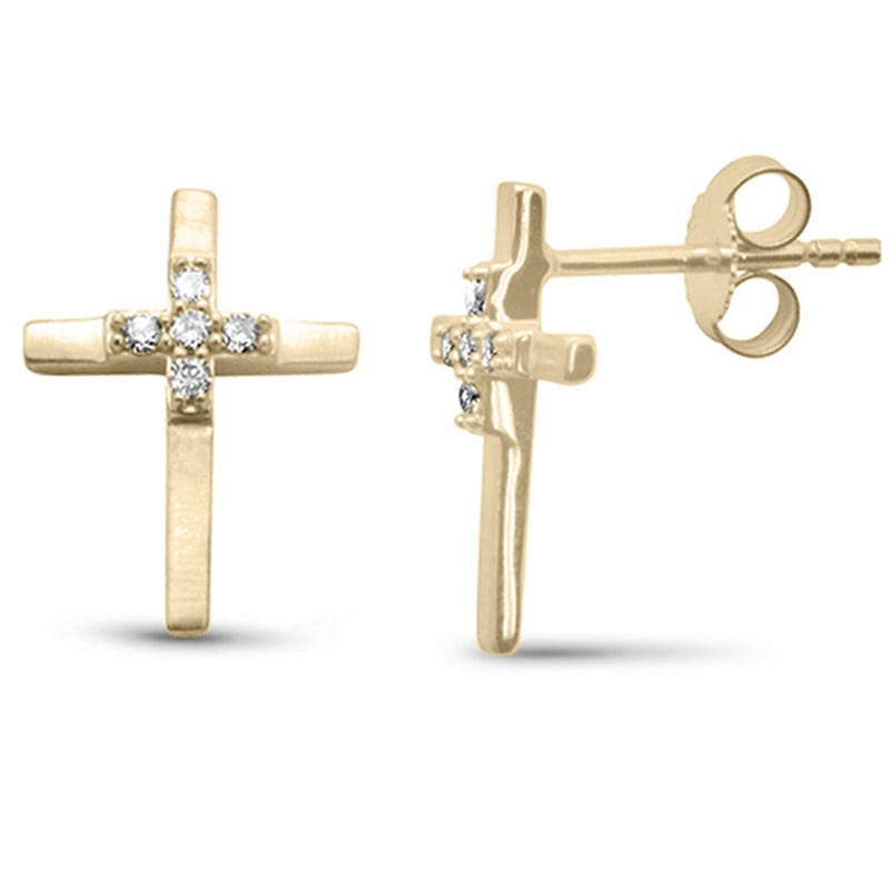 .10ct G SI 14K Yellow Gold Diamond Cross Drop Earrings