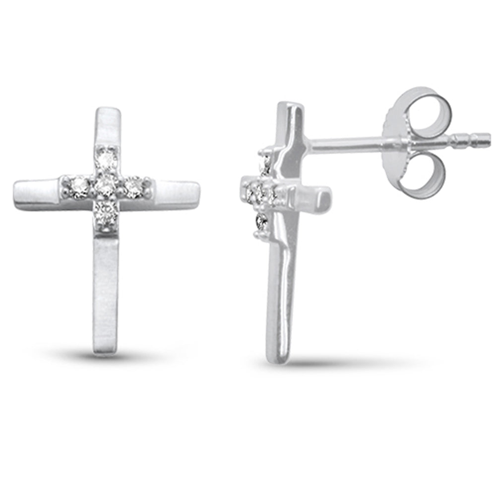 DIAMOND CLOSEOUT! .10ct G SI 14K White Gold Diamond Cross Drop Earrings