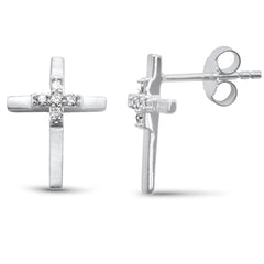DIAMOND CLOSEOUT! .10ct G SI 14K White Gold Diamond Cross Drop Earrings