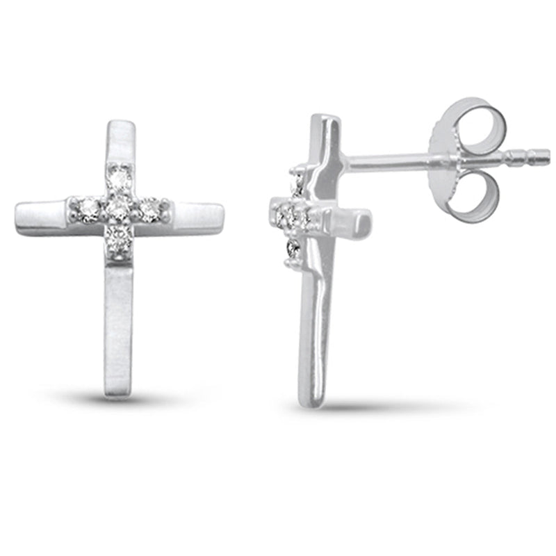 DIAMOND CLOSEOUT! .10ct G SI 14K White Gold Diamond Cross Drop Earrings