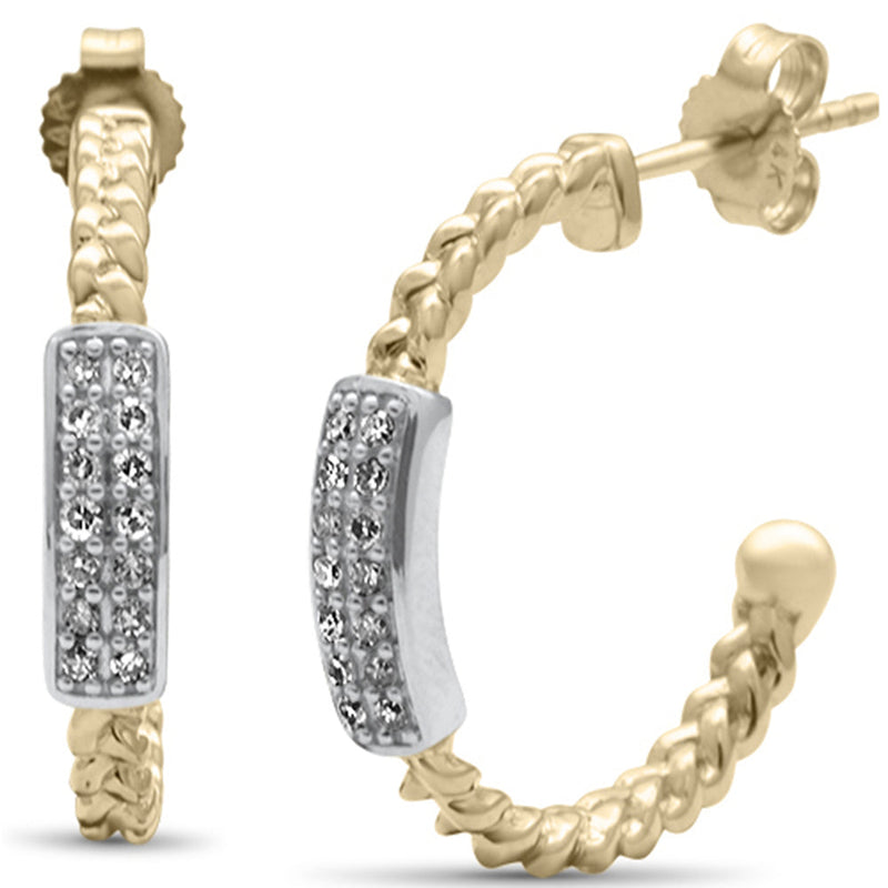 DIAMOND CLOSEOUT! .20ct G SI 14K Two Tone Gold Diamond Braided Hoop Earrings