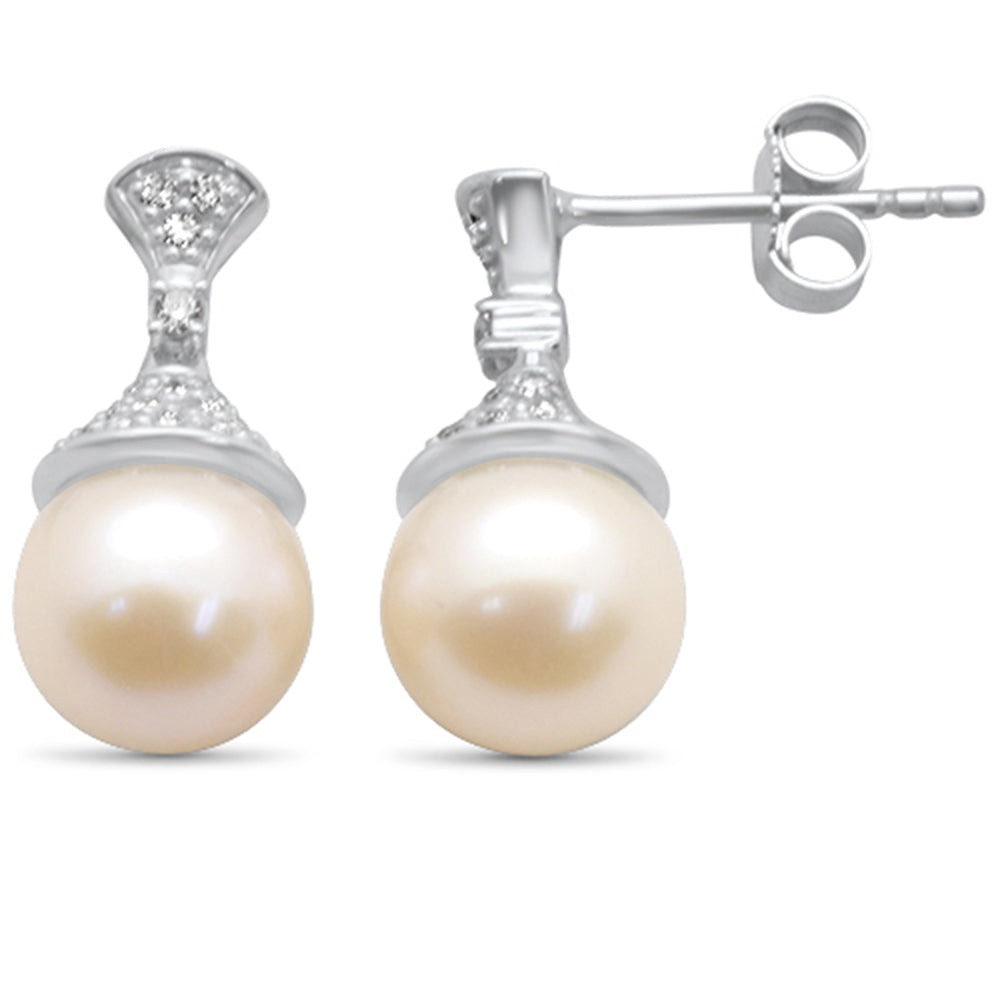 DIAMOND CLOSEOUT! .25ct G SI 14K White Gold Diamond Pearl Drop Dangle Earrings
