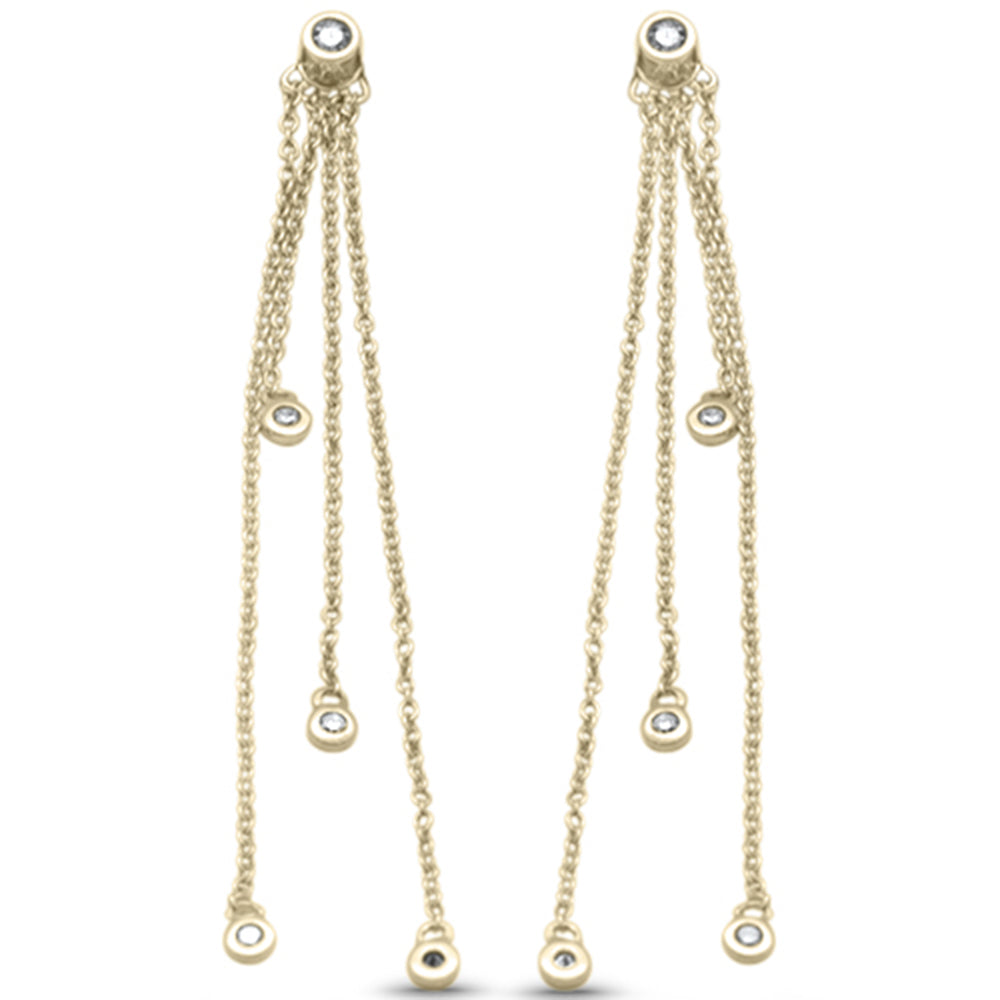 SPECIAL! .15ct G SI 14K Yellow Gold Diamond Long Chain Dangling Earrings