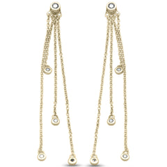 SPECIAL! .15ct G SI 14K Yellow Gold Diamond Long Chain Dangling Earrings