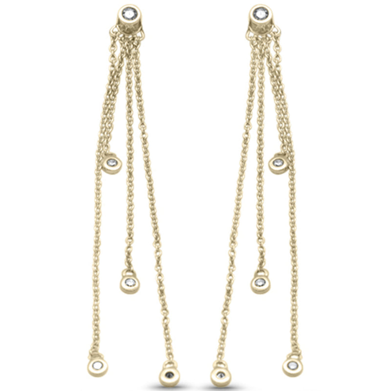 SPECIAL! .15ct G SI 14K Yellow Gold Diamond Long Chain Dangling Earrings