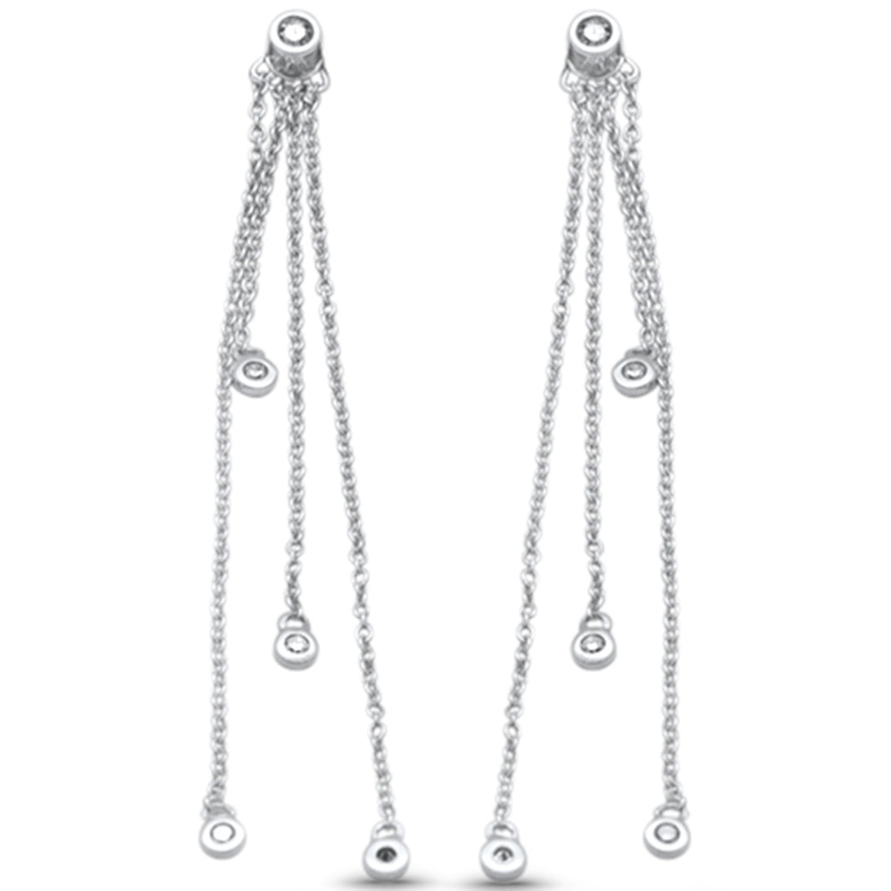 DIAMOND CLOSEOUT! .15ct G SI 14K White Gold Diamond Long Chain Dangling Earrings