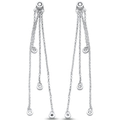 DIAMOND CLOSEOUT! .15ct G SI 14K White Gold Diamond Long Chain Dangling Earrings