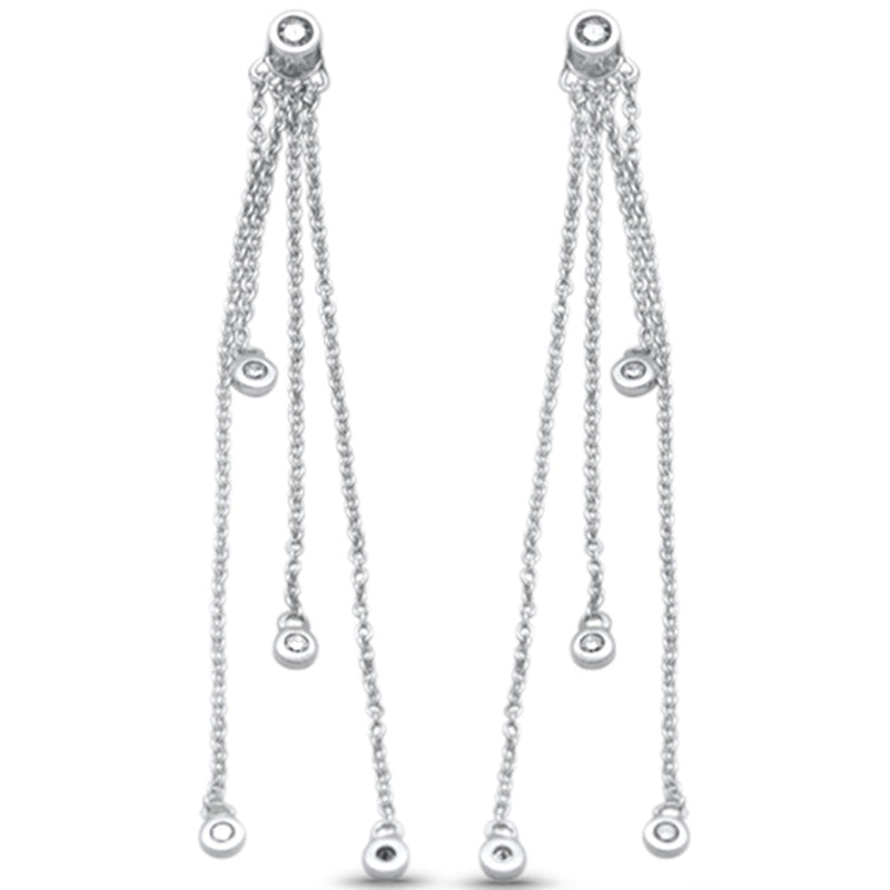 DIAMOND CLOSEOUT! .15ct G SI 14K White Gold Diamond Long Chain Dangling Earrings
