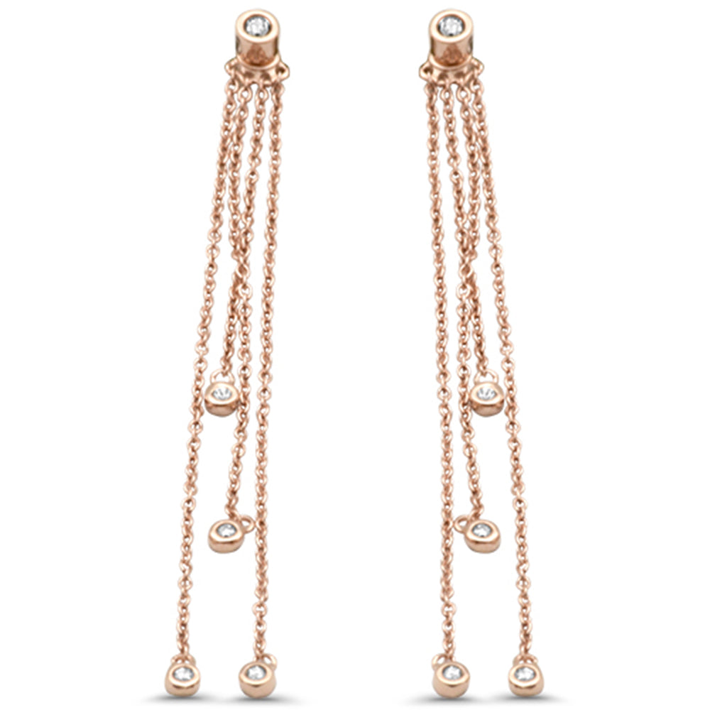 .15ct G SI 14K Rose Gold Diamond Dangling Earrings