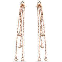 .15ct G SI 14K Rose Gold Diamond Dangling Earrings
