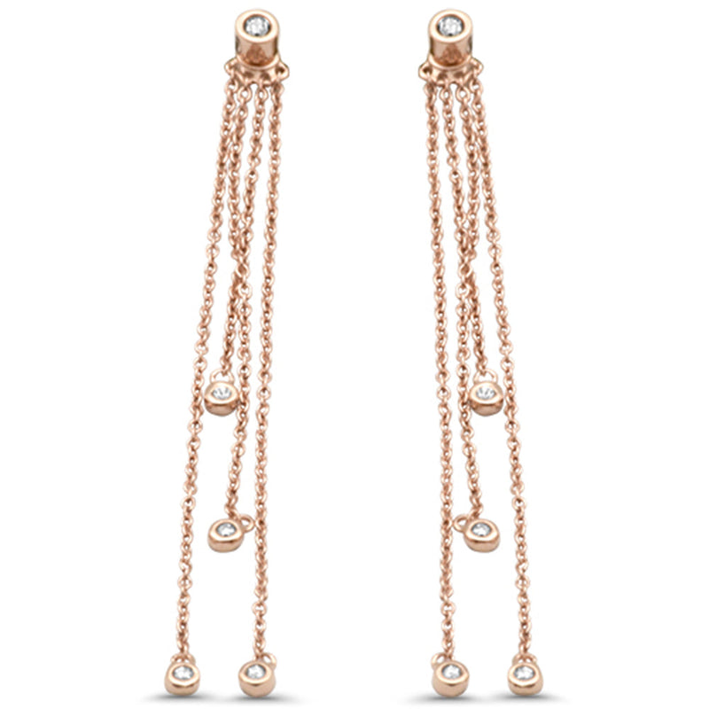 .15ct G SI 14K Rose Gold Diamond Dangling Earrings