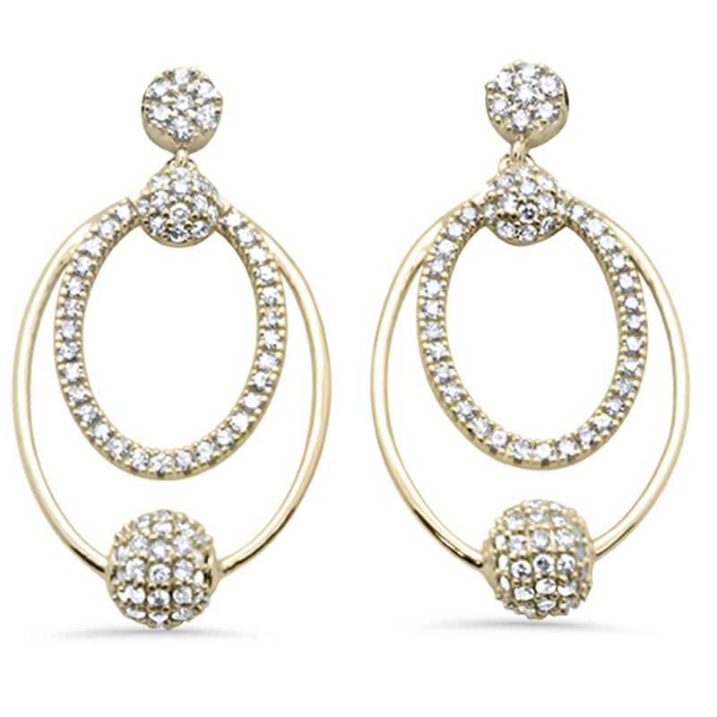 DIAMOND CLOSEOUT! .72ct G SI 14K Yellow Gold Diamond Oval Shaped Dangling Earrings