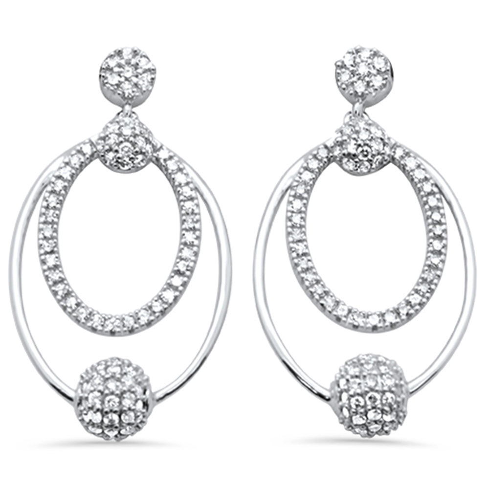 DIAMOND CLOSEOUT! .73ct G SI 14K White Gold Diamond Oval Shaped Dangling Earrings