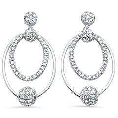 DIAMOND CLOSEOUT! .73ct G SI 14K White Gold Diamond Oval Shaped Dangling Earrings