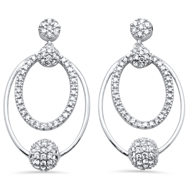 DIAMOND CLOSEOUT! .73ct G SI 14K White Gold Diamond Oval Shaped Dangling Earrings