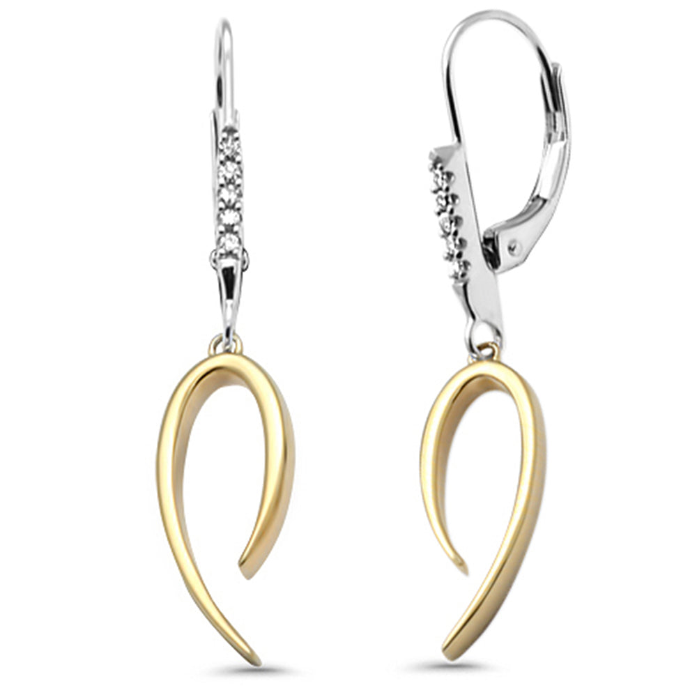 DIAMOND CLOSEOUT! .05ct G SI 14K Two Tone Gold Diamond Dangling Earrings