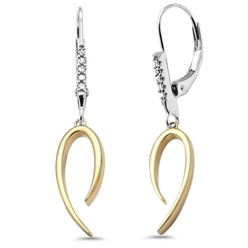DIAMOND CLOSEOUT! .05ct G SI 14K Two Tone Gold Diamond Dangling Earrings