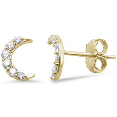 .22ct G SI 14K Yellow Gold Diamond Cresent Moon Shaped Stud Earrings