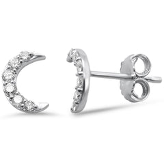 .21ct G SI 14K White Gold Diamond Cresent Moon Shaped Stud Earrings