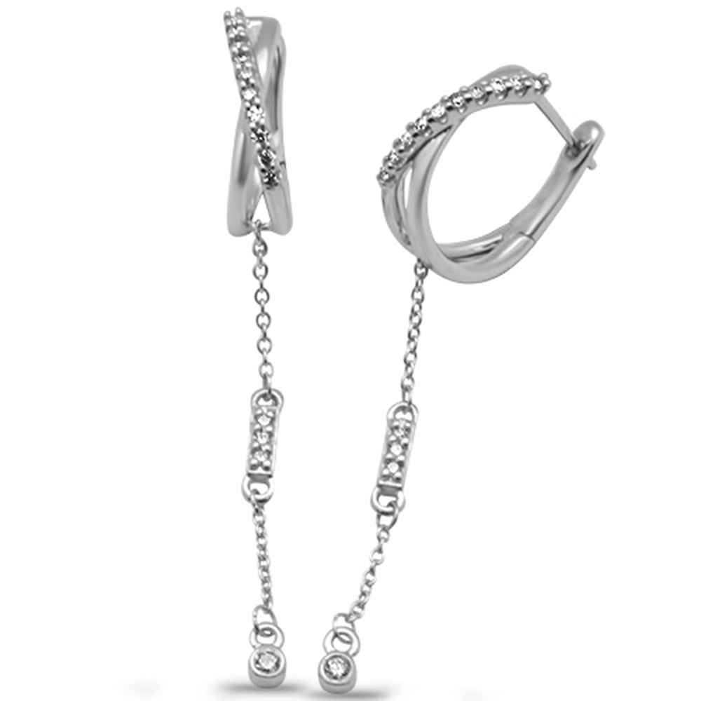 SPECIAL!.17ct G SI 14K White Gold Diamond Drop Dangle Hoop Earrings