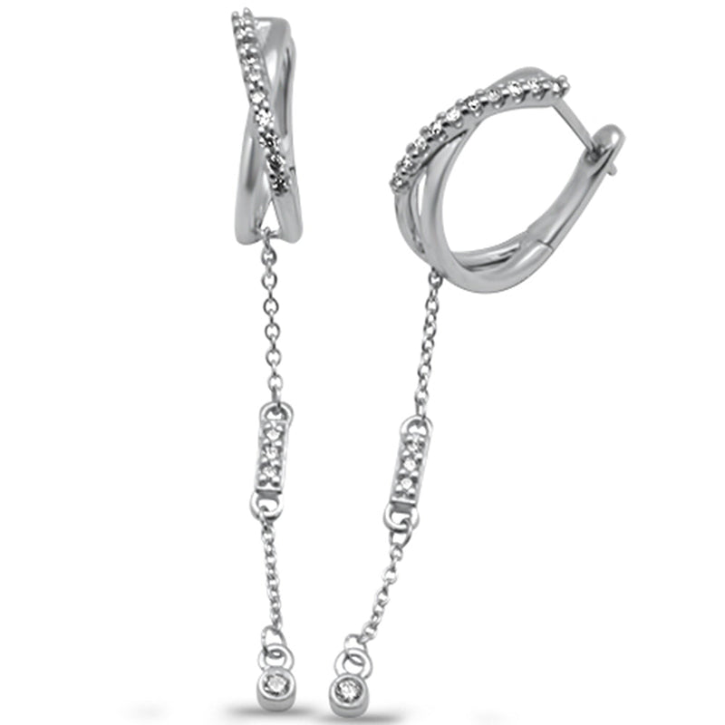 SPECIAL!.17ct G SI 14K White Gold Diamond Drop Dangle Hoop Earrings