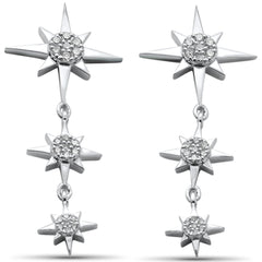 SPECIAL!.38ct G SI 14K White Gold Diamond Starburst Drop Dangle Earrings