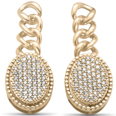 DIAMOND CLOSEOUT!  .50ct G SI 14K Yellow Gold Diamond Oval Shaped Cuban Dangling Earrings