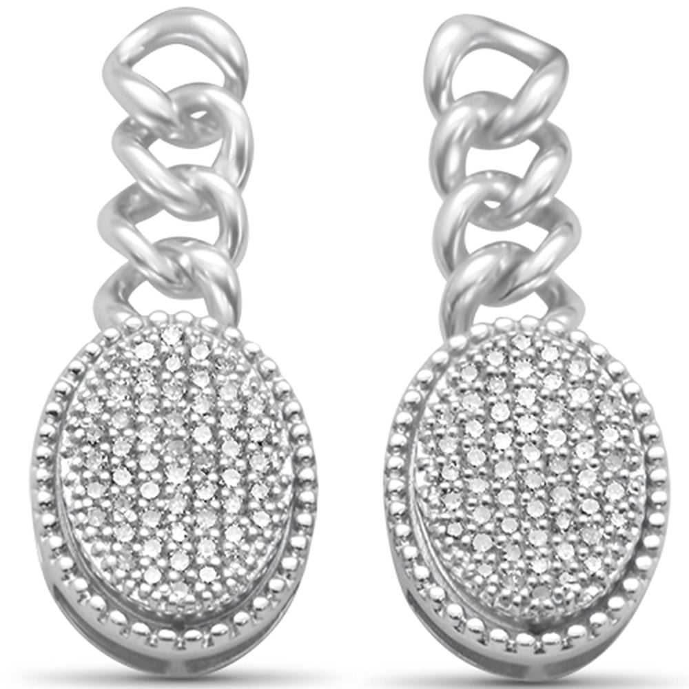 DIAMOND CLOSEOUT!  .54ct G SI 14K White Gold Diamond Oval Shaped Cuban Dangling Earrings