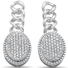 DIAMOND CLOSEOUT!  .54ct G SI 14K White Gold Diamond Oval Shaped Cuban Dangling Earrings