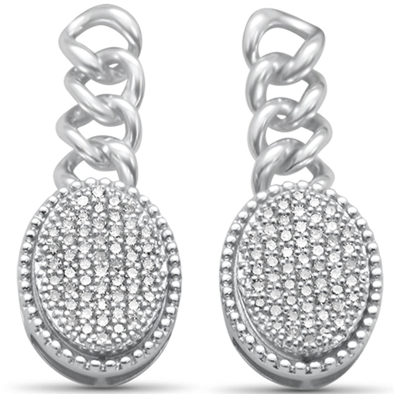 DIAMOND CLOSEOUT!  .54ct G SI 14K White Gold Diamond Oval Shaped Cuban Dangling Earrings