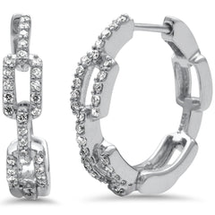 SPECIAL! .29ct G SI 14K White Gold Diamond Paperclip Hoop Earrings