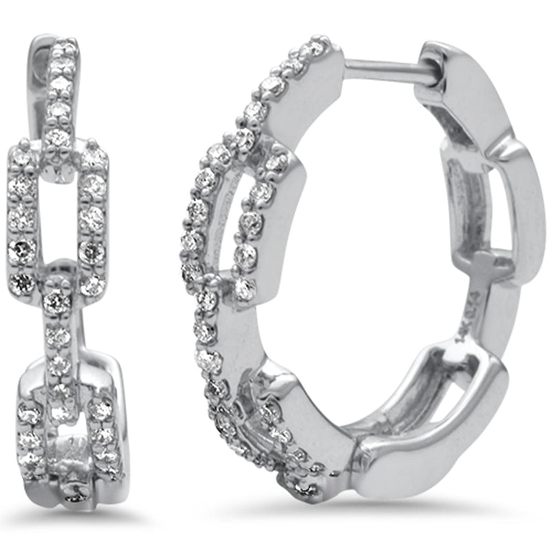 SPECIAL! .29ct G SI 14K White Gold Diamond Paperclip Hoop Earrings