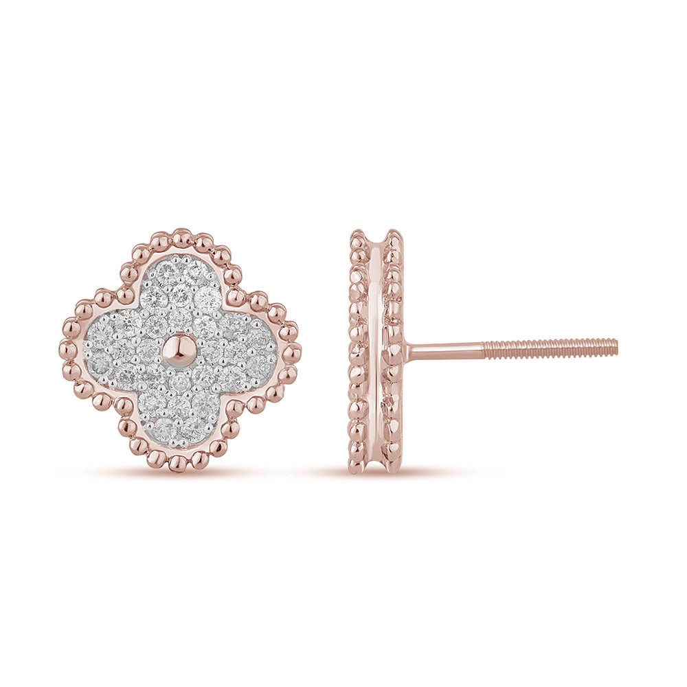 SPECIAL! .42ct G SI 14K Rose Gold Diamond Clover Flower Shaped Earrings