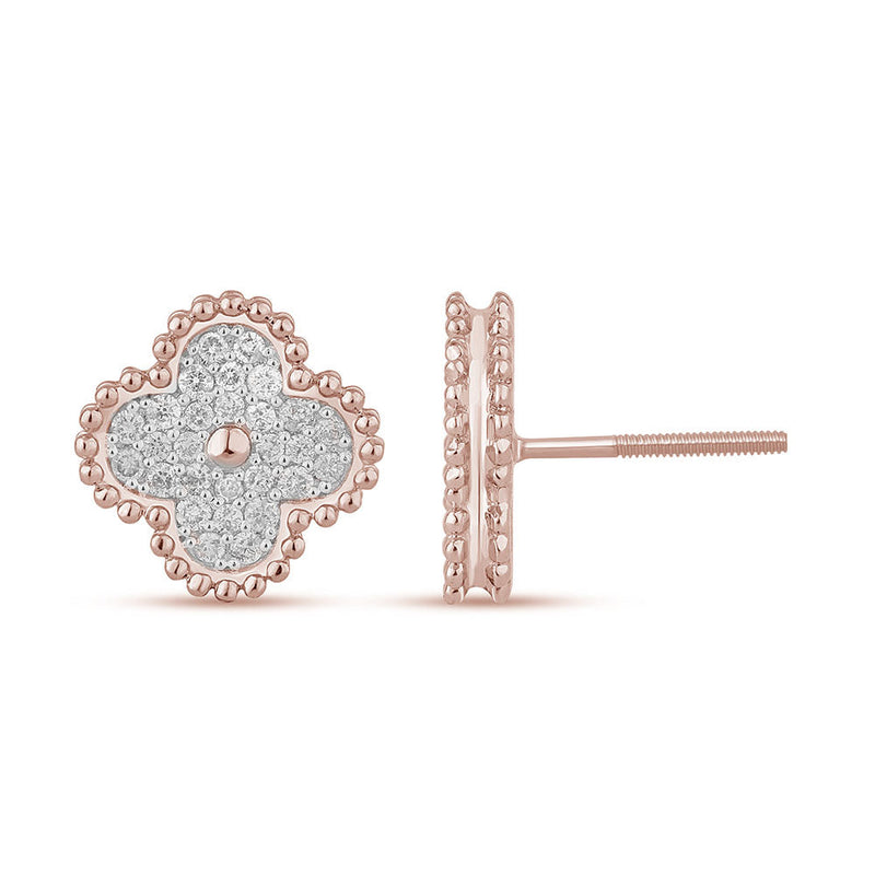 SPECIAL! .42ct G SI 14K Rose Gold Diamond Clover Flower Shaped Earrings